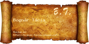 Bognár Tácia névjegykártya